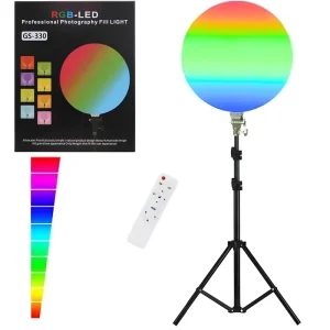 نور ثابت ال ای دی مدل Fill Light GS-330 RGB به همراه سه پایه